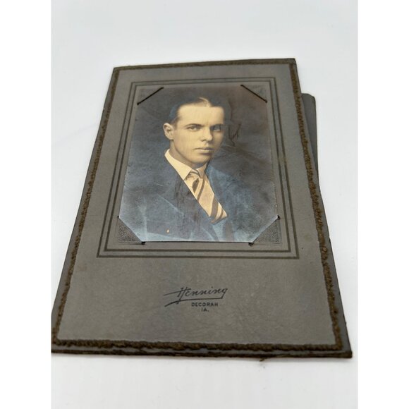H.S. Graduation Photo of Handsome Young Man in Original Card board Frame Hennin - Picture 2 of 3